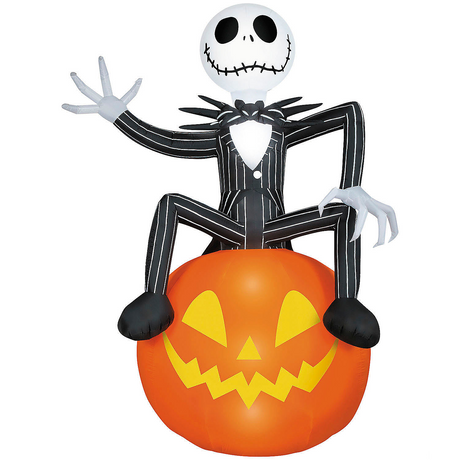 Airblown Inflatable Giant Jack Skellington on Pumpkin Halloween Yard Decoration 114"