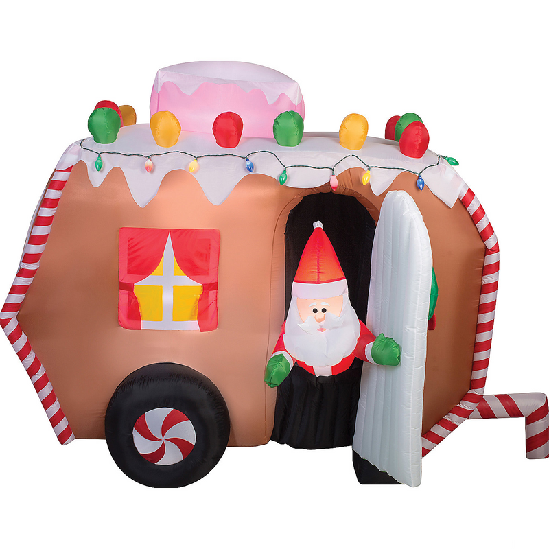 Adorable Animated Airblown Gingerbread Trailer for Holiday Decorations and Festive Outdoor Displays