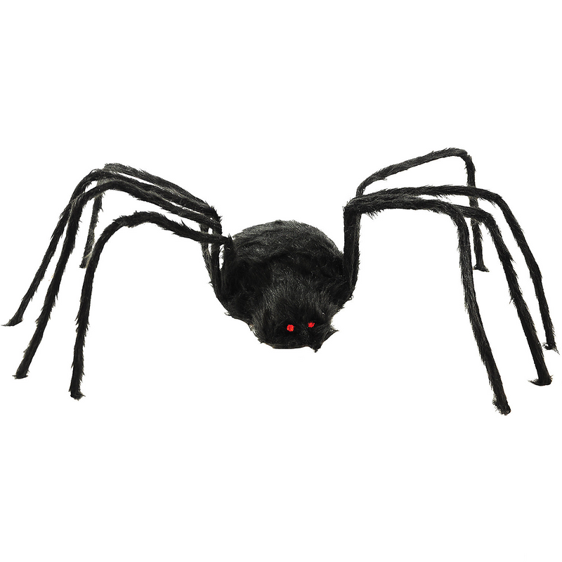 80 inch black furry spider decoration for Halloween yard displays, haunted houses and spooky outdoor decor