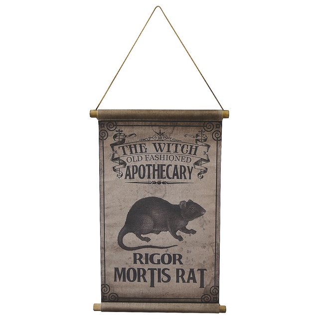 Rigor Mortis Rat Canvas Hanging Sign Halloween Decoration 26"