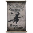 Broom Vroom Canvas Hanging Sign Halloween Decoration 26"