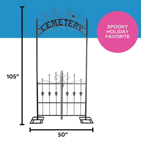 Impressive Cemetery Archway Gate Halloween Decoration for Spooky Yard Displays and Halloween Parties