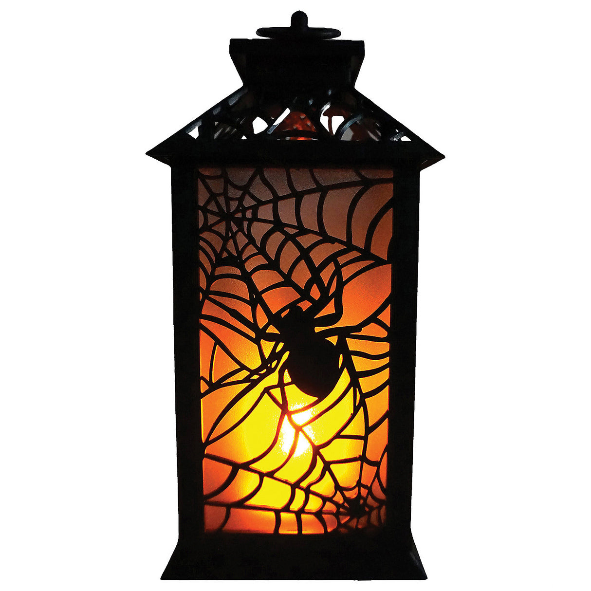 Flaming LED Halloween Lantern with Spider for Spooky Decorations and Party Ambiance