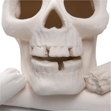 11" Ceramic Skull & Bones Fire Log Halloween Decoration