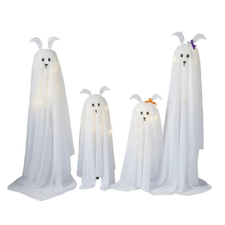 Light-Up Standing Ghostly Dogs Halloween Decoration - Set of 4