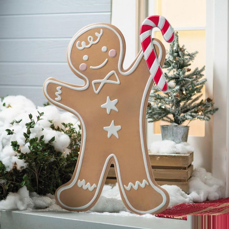 35 3/4" Iron Gingerbread Boy Christmas Decoration