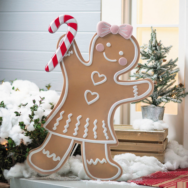 37 3/4" Iron Gingerbread Girl Christmas Decoration