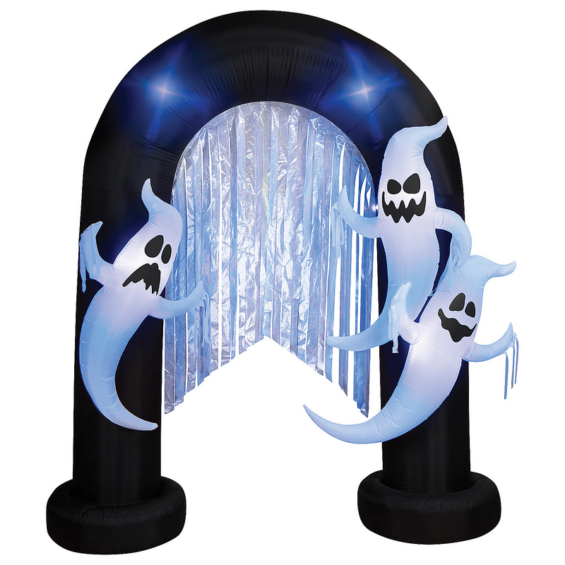 Airblown Inflatable Lightshow Archway w/ Ghosts Black Light Halloween Yard Decoration 96"