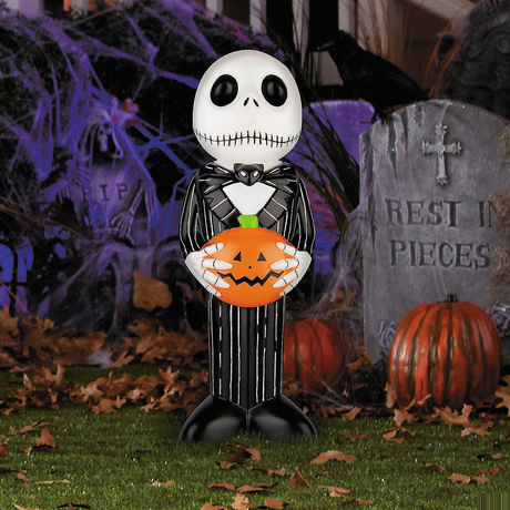 24" Light-Up The Nightmare Before Christmas Jack Skellington with Pumpkin Blow Mold Plastic Outdoor Decoration