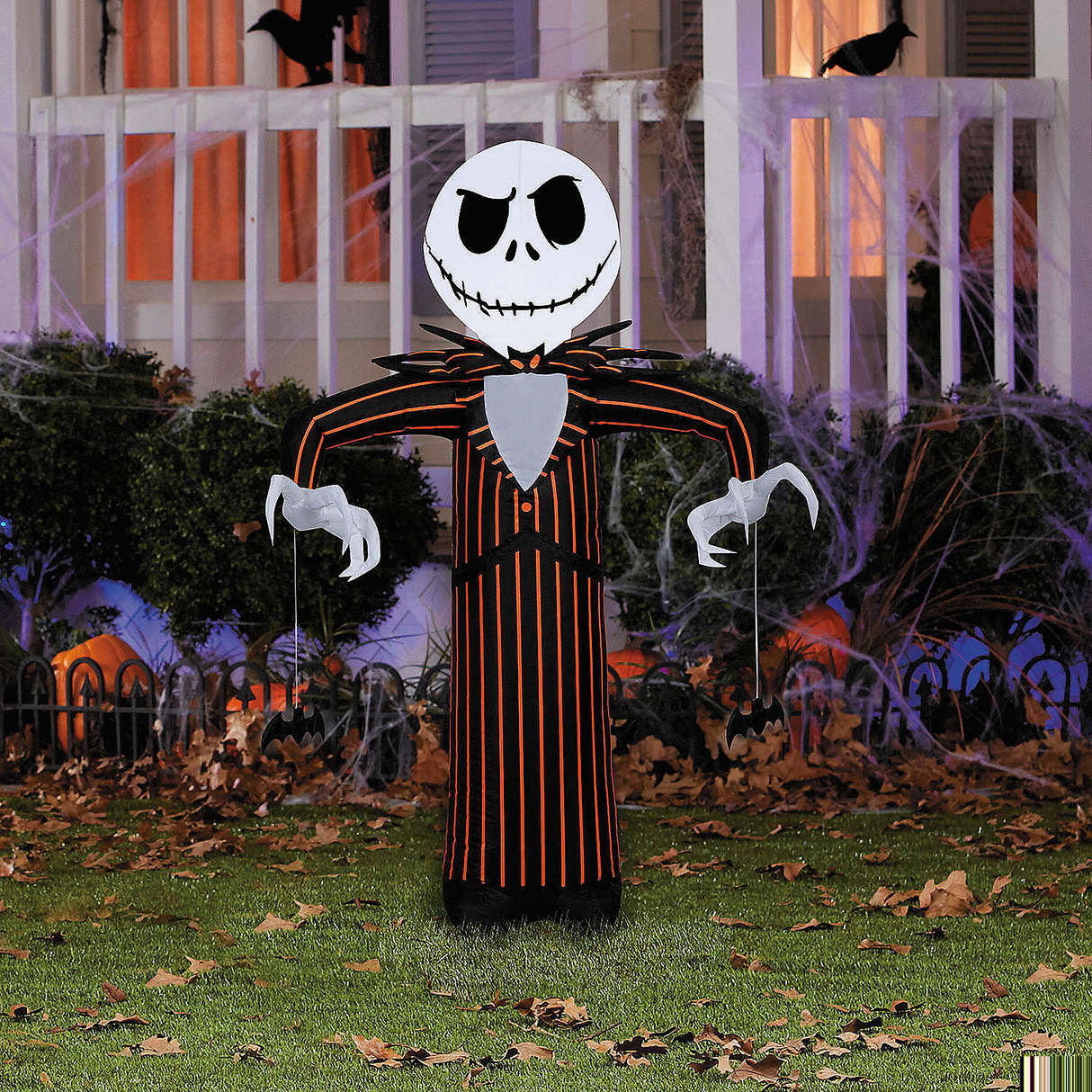 42" Airblown Inflatable Light-Up The Nightmare Before Christmas Jack Skellington with Orange Pinstripe Outdoor Decoration