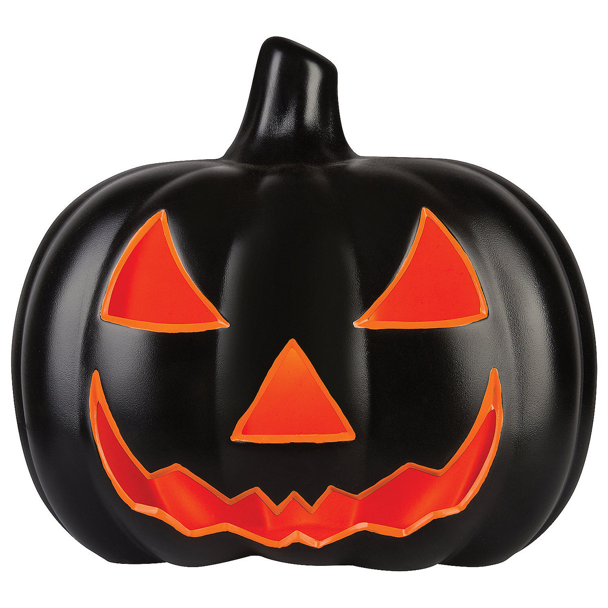 Spooky Black Jack O Lantern Decoration with Orange Light for Halloween Events and Festive Decor