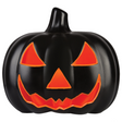 Scary Black Jack O Lantern with Orange Light Halloween Decoration, 17"