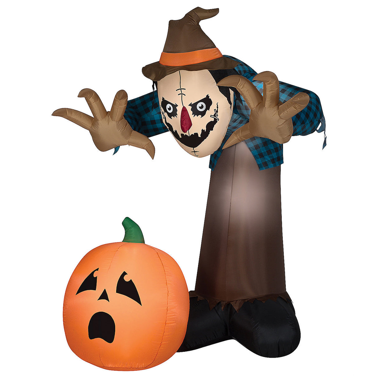 Giant Hunched Scarecrow Inflatable for Halloween Yard Decor with LED Lights