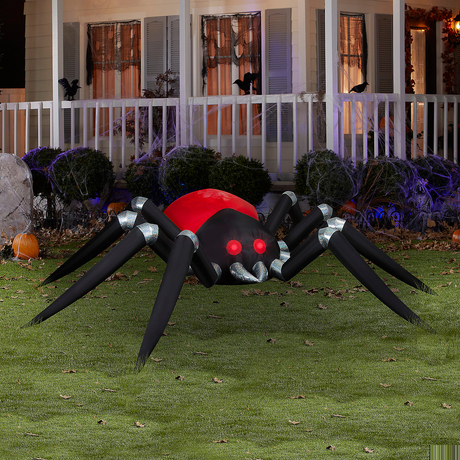 14 Ft. 6"Airblown Blowup Inflatable Giant Black & Red Spider with Fire & Ice Projection Halloween Outdoor Yard Decoration