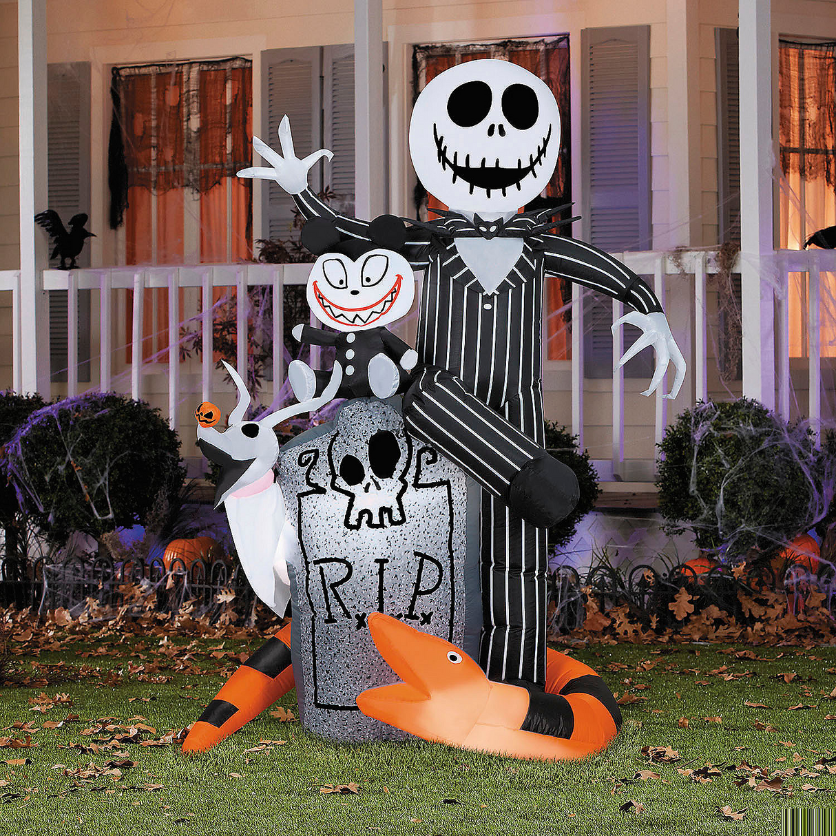 5 Ft. 6" Airblown Inflatable Light-Up The Nightmare Before Christmas Jack with Scary Teddy & Snake Outdoor Decoration