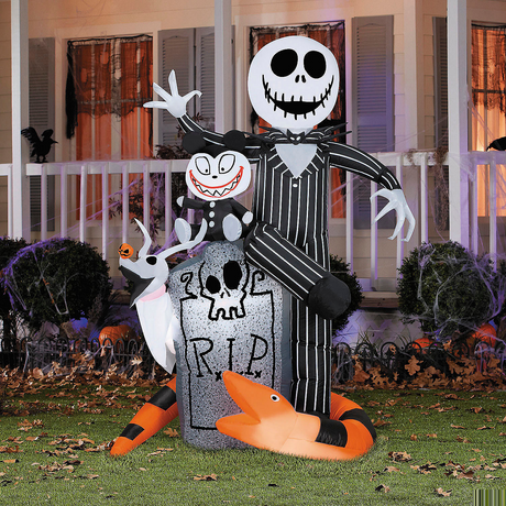 5 Ft. 6" Airblown Inflatable Light-Up The Nightmare Before Christmas Jack with Scary Teddy & Snake Outdoor Decoration