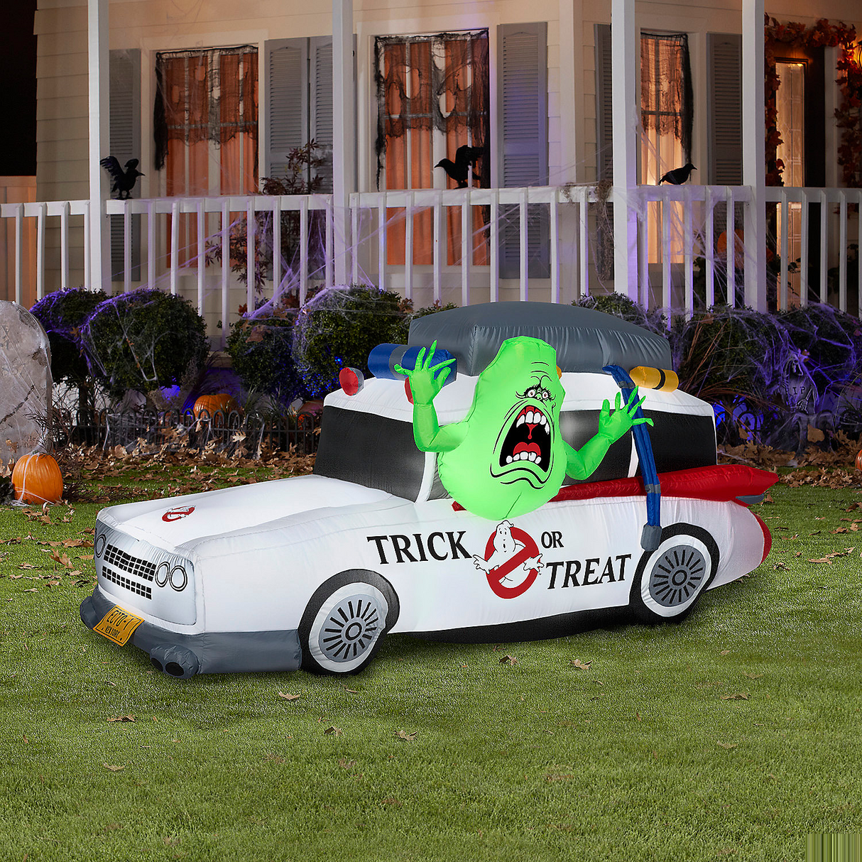 44" Airblown Inflatable Ghostbusters Ecto-1 with Slimer Halloween Yard Decoration