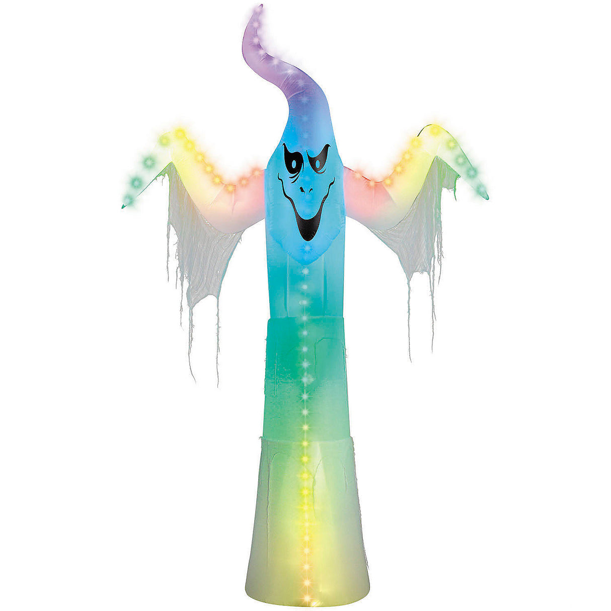 12 Ft Inflatable Lightshow Rainbow Wave Ghost for Halloween Outdoor Yard Displays and Festive Decorations