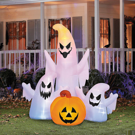 5 Ft Airblown Inflatable Ghost Trio with Jack-O-Lantern for Halloween Outdoor Yard Displays