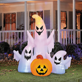 5 Ft. Airblown Inflatable Lightshow Rainbow Wave Ghost Trio with Jack-O'-Lantern Halloween Outdoor Decoration