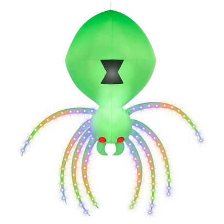 9 Ft. 5" Airblown Inflatable Light-Up Rainbow Wave Lightshow Green Spider Halloween Decoration