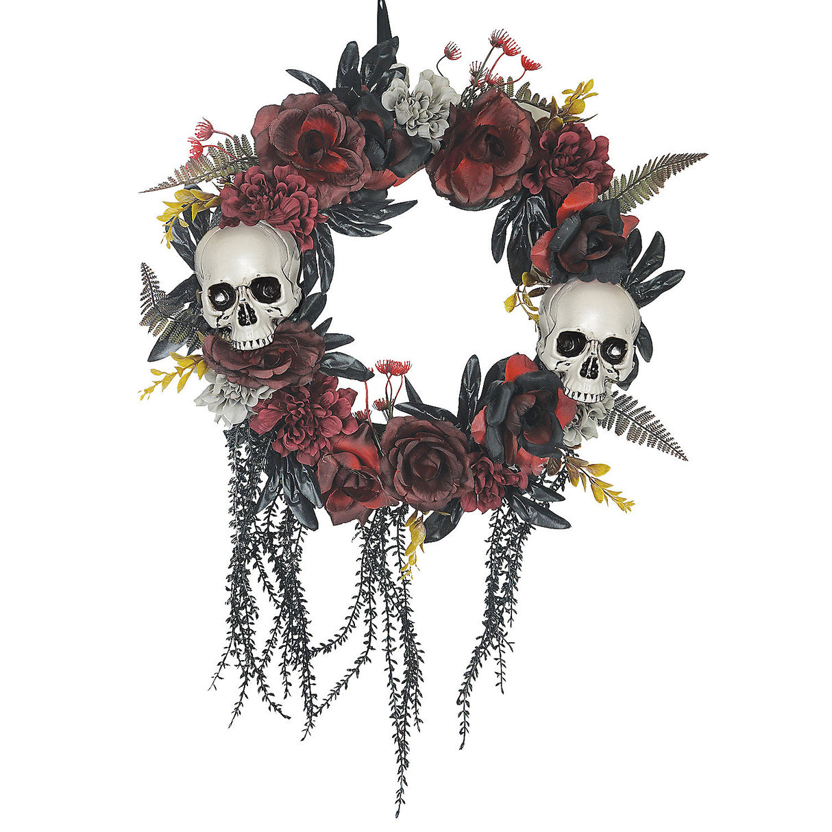 Elegant Wreath Skull Roses Decoration for Halloween Themed Parties and Spooky Home Decor