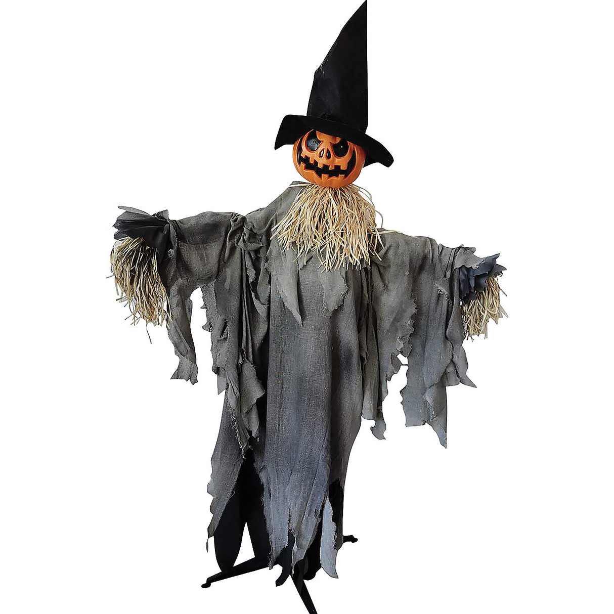 Spooky Pumpkin Animated Decoration with Hat for Halloween Yard Displays and Party Decor