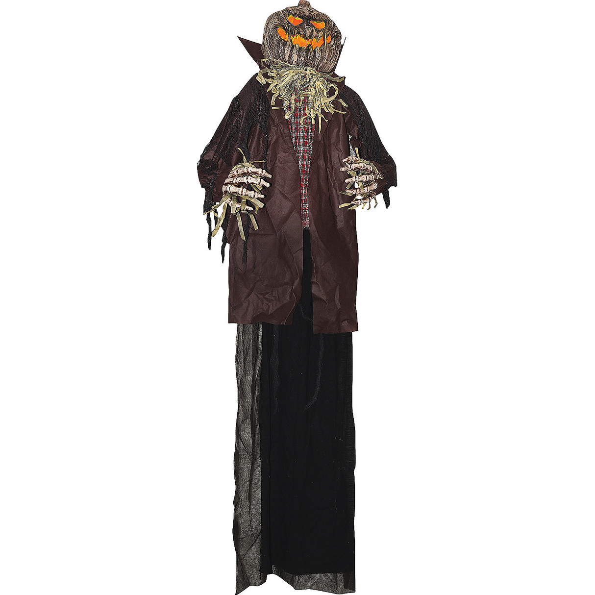 Light-Up Pumpkin Man Scarecrow Decoration for Halloween Parties and Spooky Displays