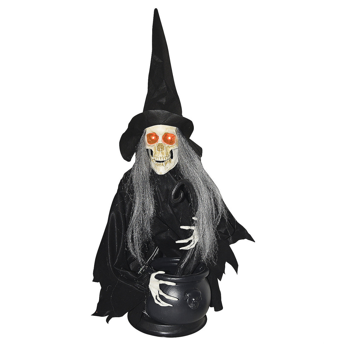 Animated Witch with Cauldron Halloween Decoration for Spooky Party Displays and Halloween Decor