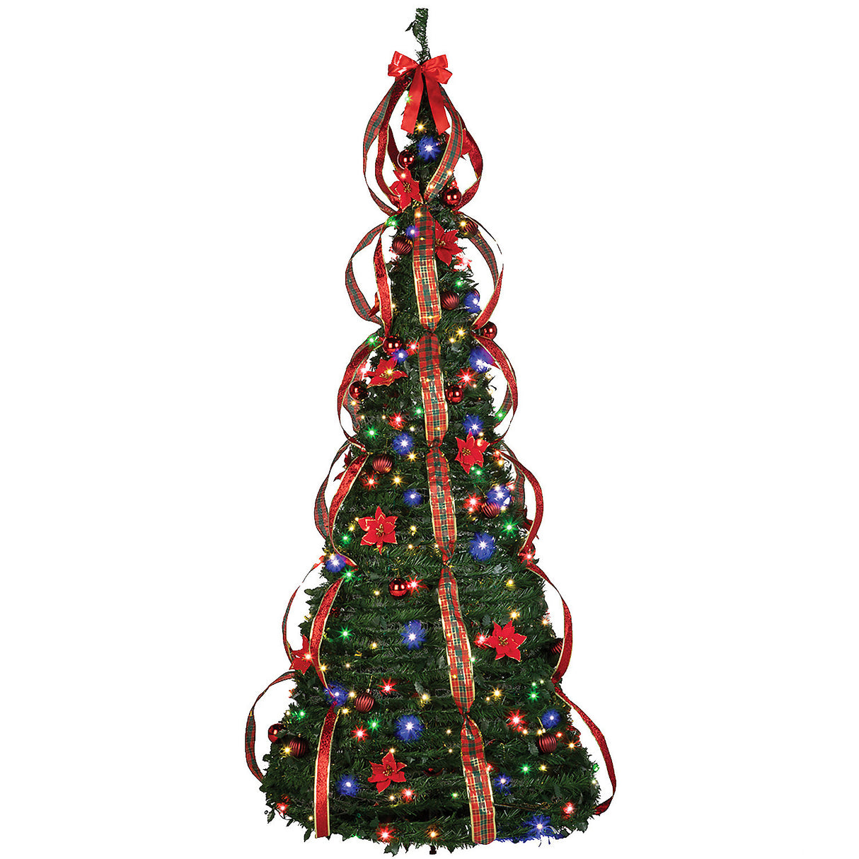 SimpliciTree 7.5 Ft Christmas Tree with Multicolored Lights for Easy Holiday Decorating and Festive Celebrations