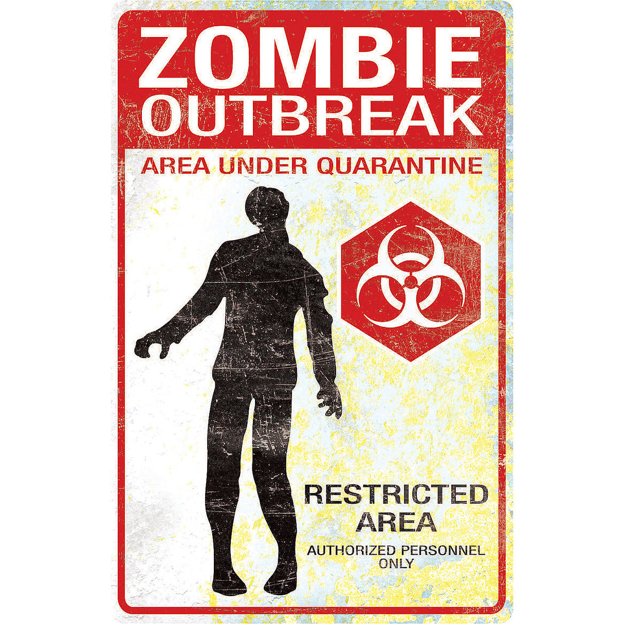 Metal Zombie Outbreak Sign for Halloween Haunted Houses and Outdoor Decorations