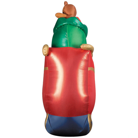 Airblown Animated Luxe Waving Santa w\/ Rocking Reindeer on a Cloud 84" Inflatable Christmas Outdoor Yard Decor