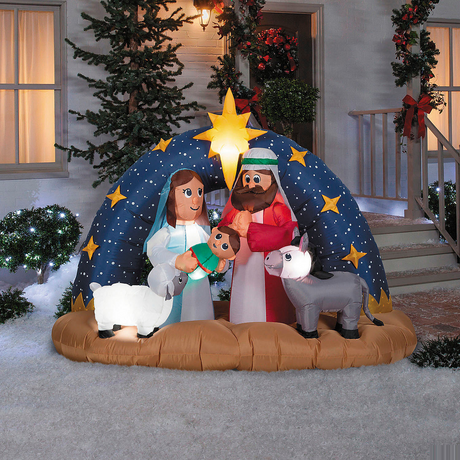 Airblown Snowy Night Nativity Scene 78" Inflatable Christmas Outdoor Yard Decor