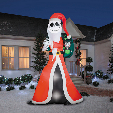 Airblown Jack Skellington as Sandy Claws 60" Inflatable Christmas Outdoor Yard Decor