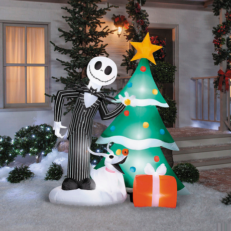 6 Ft. Airblown Blowup Inflatable Jack & Zero with Christmas Tree & Built-In Lights Yard Decoration
