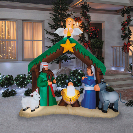6 Ft. 7" Airblown Inflatable Light-Up LED Nativity Scene Christmas Outdoor Yard Decoration
