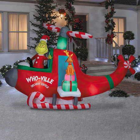 6 Ft. 3" Airblown Inflatable Dr. Seuss How the Grinch Stole Christmas Grinch in Helicopter Outdoor Yard Decoration