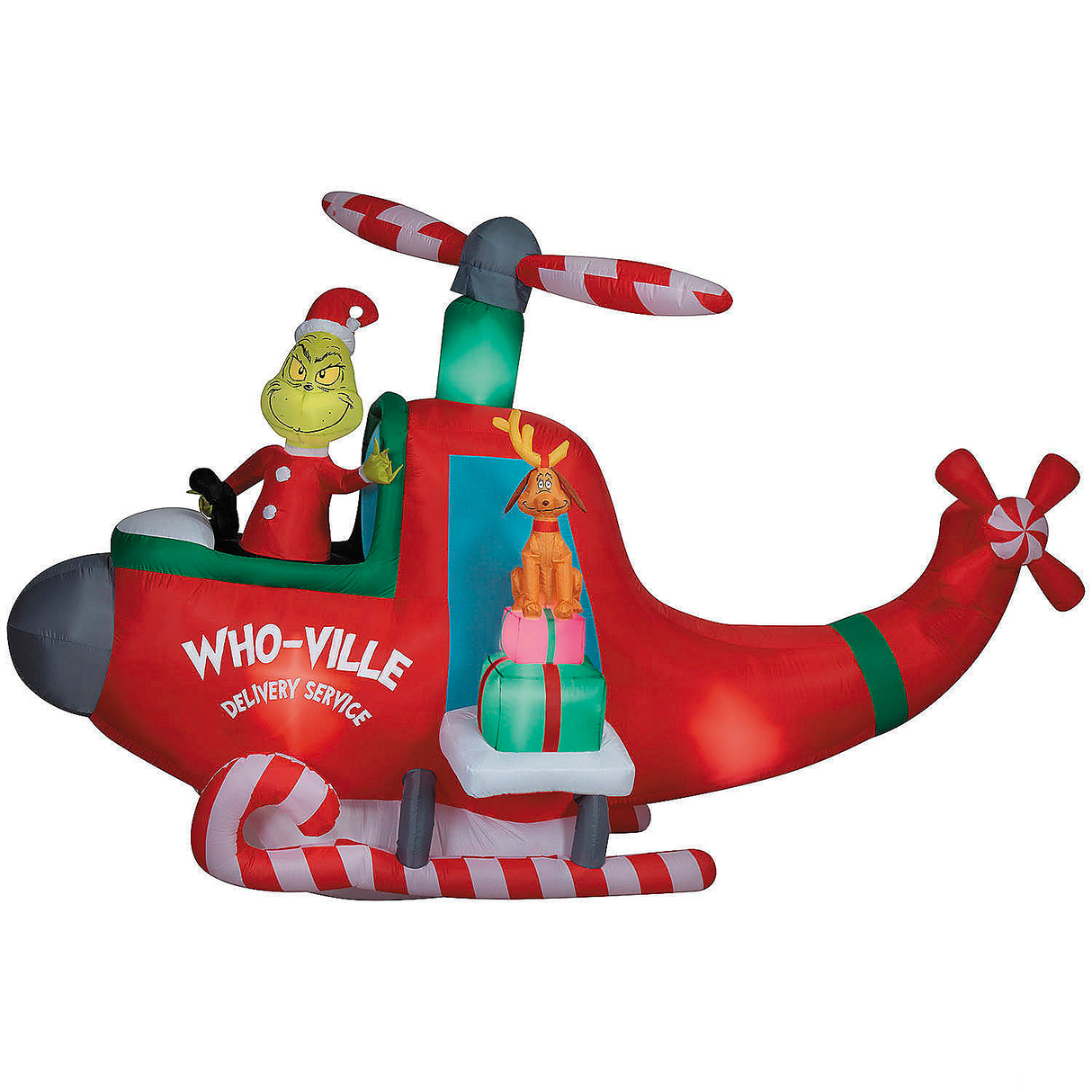 6 Ft. 3" Airblown Inflatable Dr. Seuss How the Grinch Stole Christmas Grinch in Helicopter Outdoor Yard Decoration