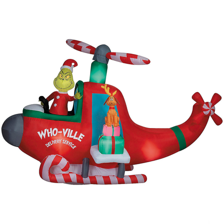 6 Ft. 3" Airblown Inflatable Dr. Seuss How the Grinch Stole Christmas Grinch in Helicopter Outdoor Yard Decoration