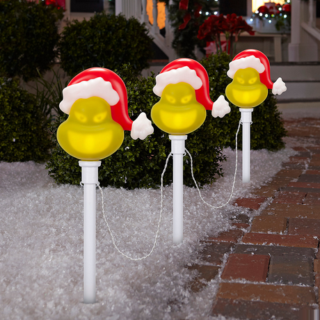 Lightshow EmoteGlow™ Grinch Pathway Yard Stakes, 22"