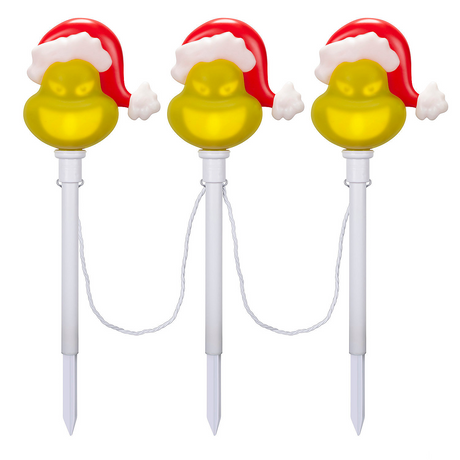 Lightshow EmoteGlow™ Grinch Pathway Yard Stakes, 22"
