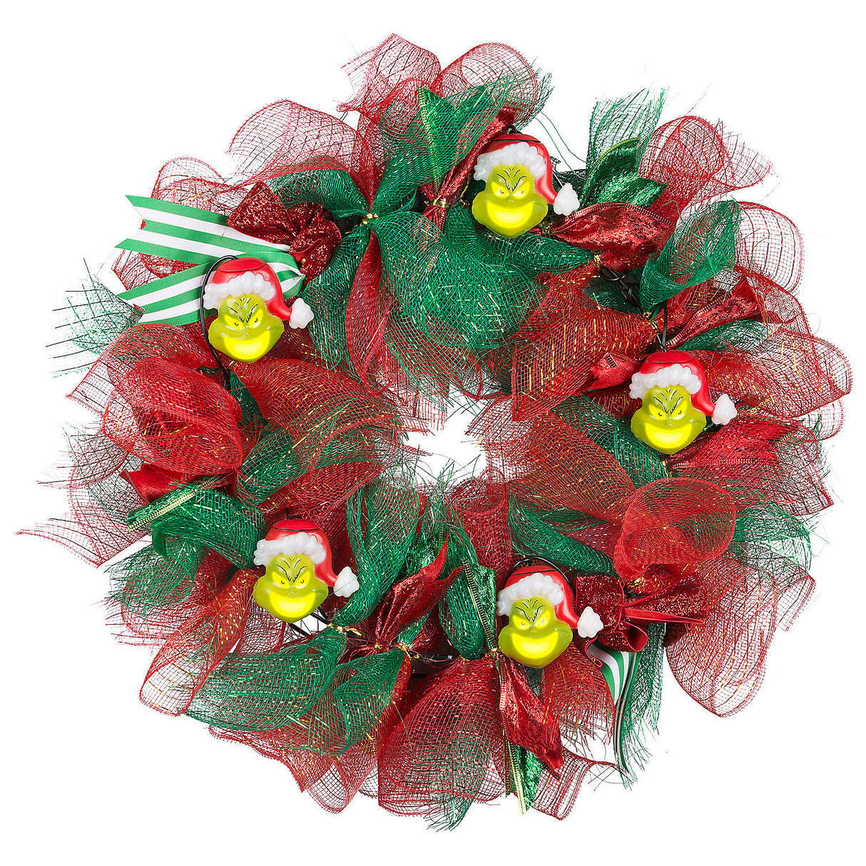 EmoteGlow Grinch Musical Wreath for Holiday Decorating and Christmas Party Fun