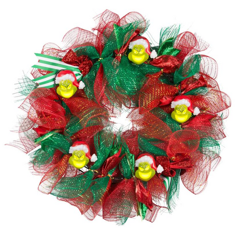 EmoteGlow™ Grinch Musical Wreath Lighted Christmas Decoration, 22"