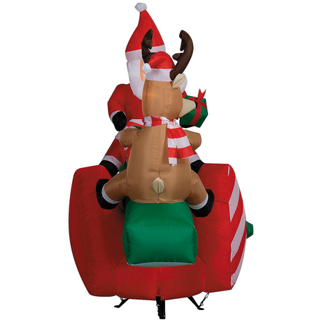 5 Ft. 6" Airblown Inflatable Animated Santa & Reindeer on a Teeter Totter Christmas Outdoor Yard Decoration