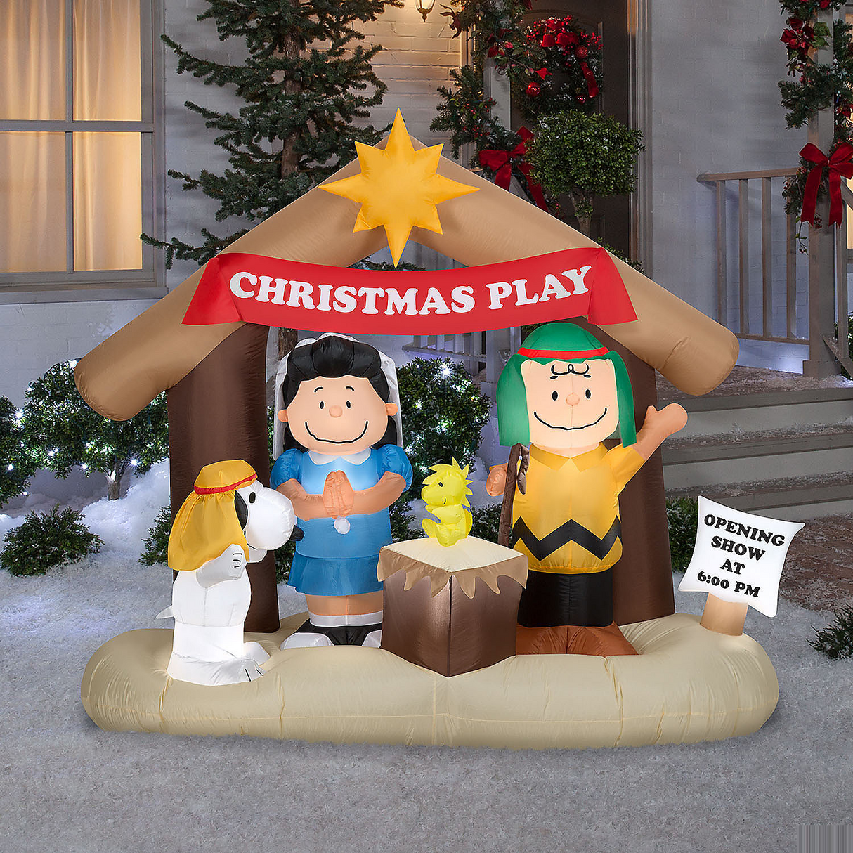 5 Ft. 8" Airblown Inflatable Peanuts Christmas Nativity Scene Outdoor Yard Decoration