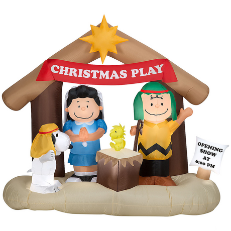 5 Ft. 8" Airblown Inflatable Peanuts Christmas Nativity Scene Outdoor Yard Decoration