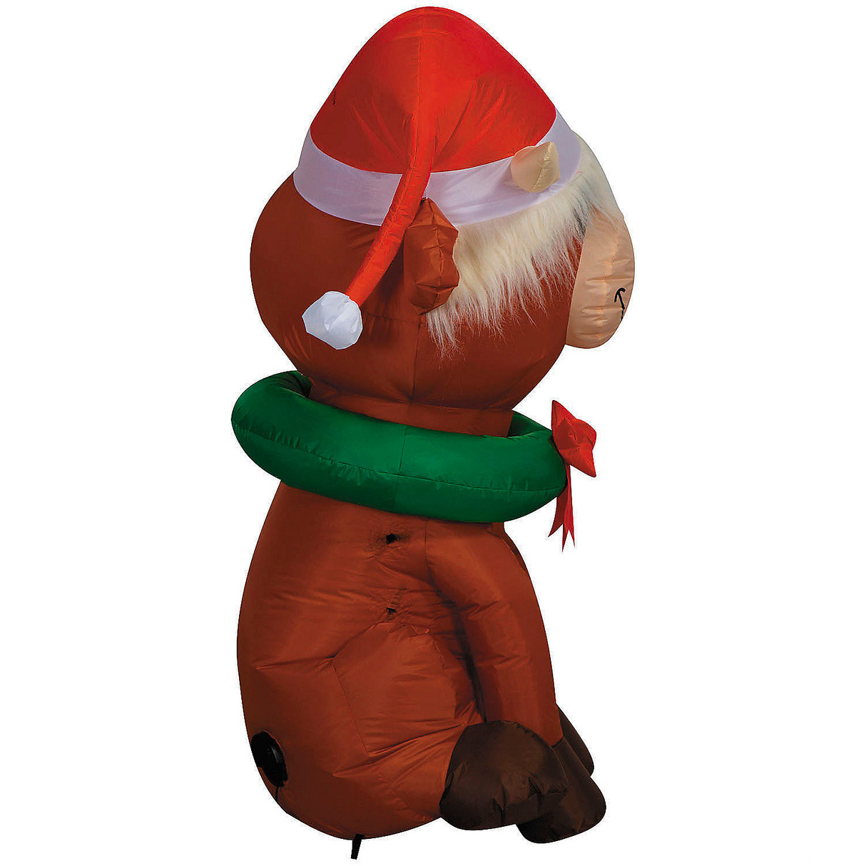 4 Ft. Airblown Inflatable Baby Highland Cow with Santa Hat Christmas Outdoor Yard Decoration