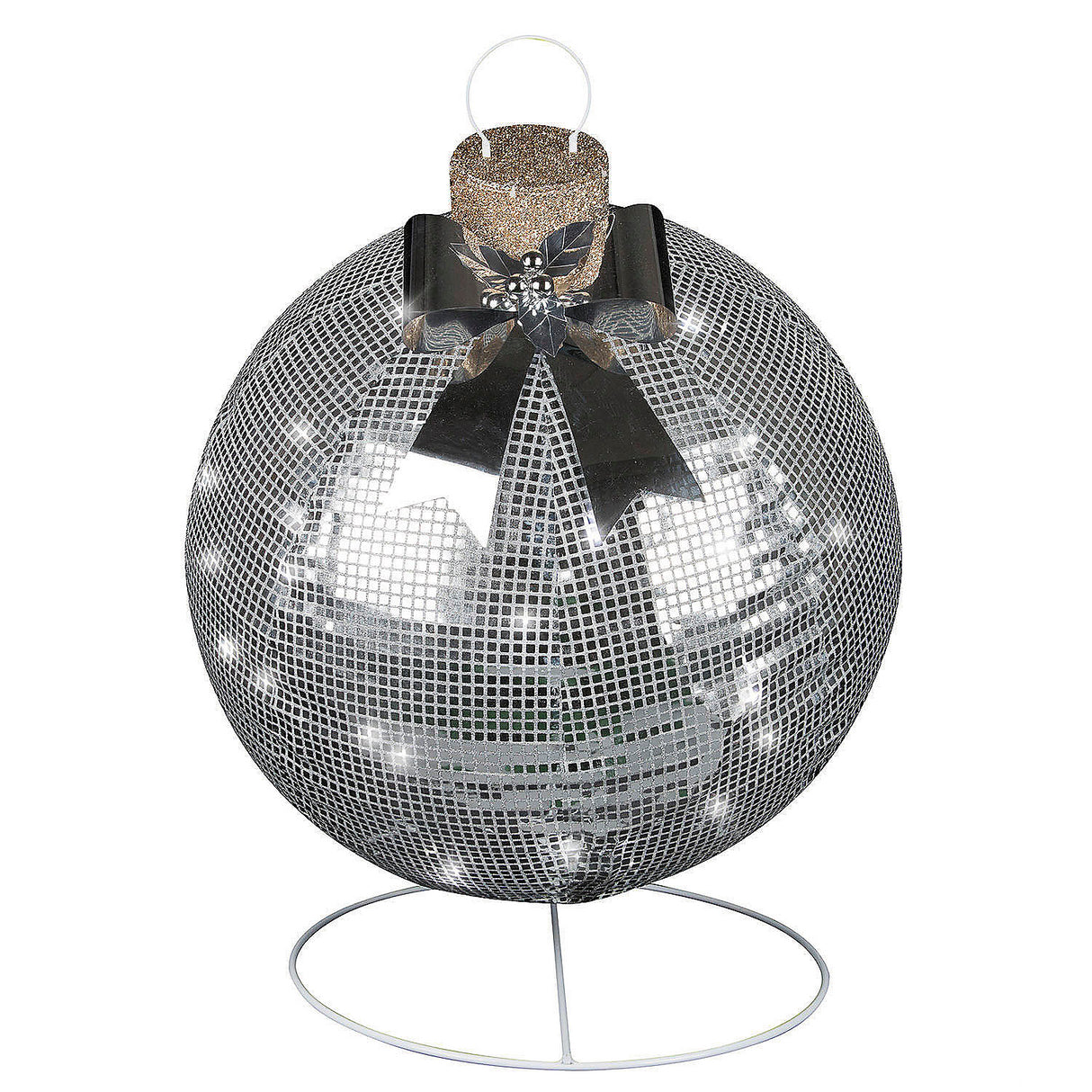 Sparkly Disco Silver Christmas Ornament for Outdoor Yard Decor and Holiday Celebrations