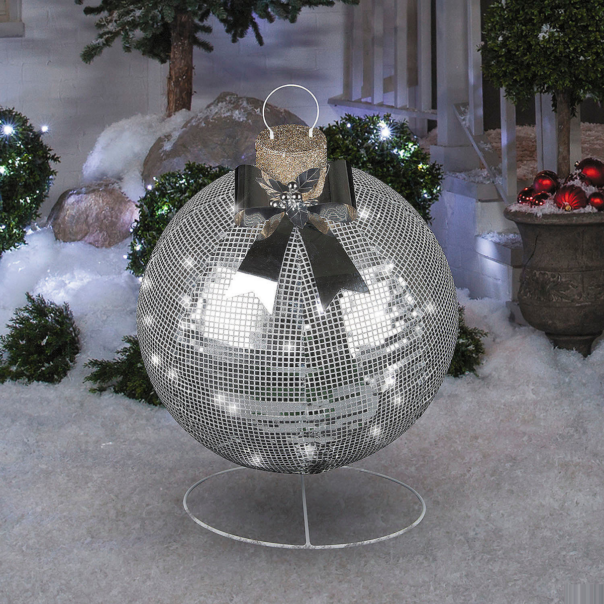 32" Disco Sparkle Silver Christmas Ornament Outdoor Yard Decoration