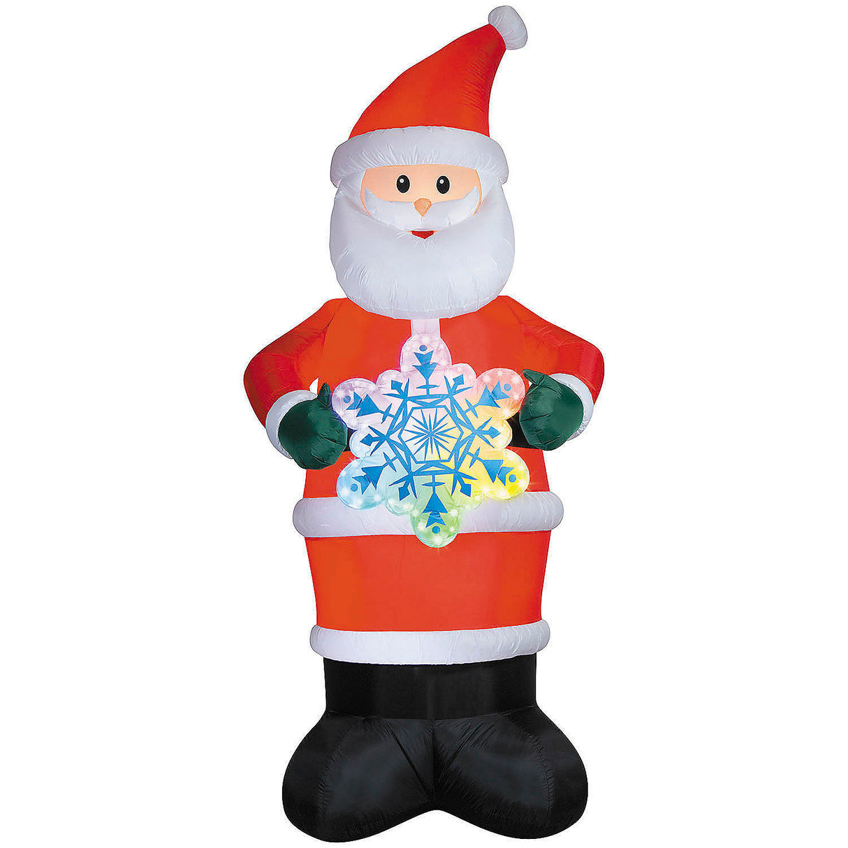 Inflatable Santa with Rainbow Lightshow for Outdoor Christmas Yard Decorations and Holiday Celebrations